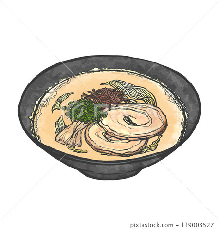 Hand-drawn illustration of tonkotsu ramen Hand-drawn illustration of tonkotsu ramen 119003527
