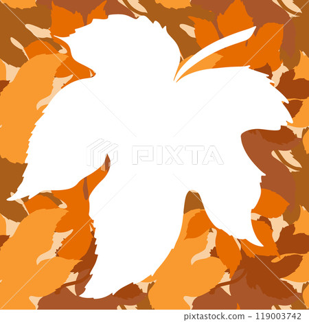 Frame with autumn fig leaves and white leaf outline 119003742