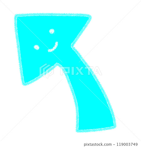 Cute hand-drawn illustration of a smiling arrow pointing up to the left Cute hand-drawn illustration of a smiling arrow pointing up to the left 119003749