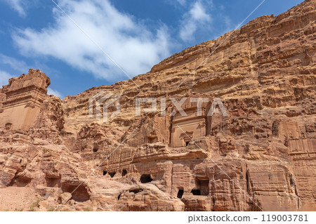 View of temples in Petra,. Jordan Kingdom. View of temples in Petra,. Jordan Kingdom. 119003781