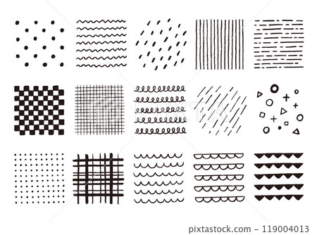 Roughly drawn hand-drawn various patterns set 4 Roughly drawn hand-drawn various patterns set 4 119004013
