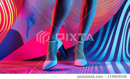 Female legs and abstract design in pop art style 119004046