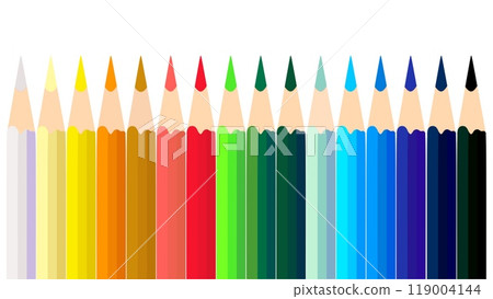 Creative color pencils backgrounds, Movement of colored pencils on a white background, color pencils of all colors of the rainbow, pens background texture 119004144