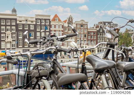 Bicycle Parking and Typical Building Facades in Amsterdam Bicycle Parking and Typical Building Facades in Amsterdam 119004206