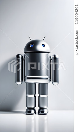advanced android with gleaming metallic surface in digital art 119004261