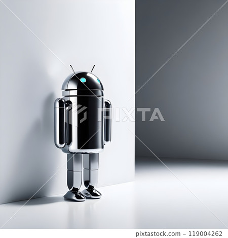 sophisticated android with impeccable design on a gray backdrop 119004262
