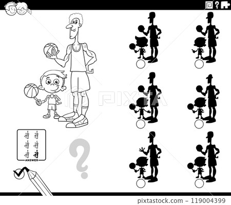 shadow game with cartoon basketball players coloring page shadow game with cartoon basketball players coloring page 119004399