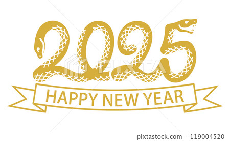 2025蛇年新年賀卡材料-蛇形數字帶問候橫幅 119004520