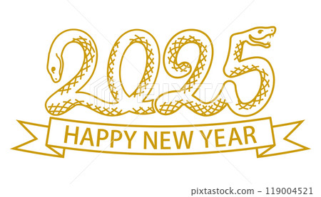 2025蛇年新年賀卡材料-蛇模仿數字的線條畫,帶有問候橫幅 2025蛇年新年賀卡材料-蛇模仿數字的線條畫,帶有問候橫幅 119004521