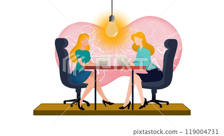 Beautiful business woman using laptop computer sitting at the desk, girls using laptop at home illustration Flat, Support services. People with computers during online business communication at remote Beautiful business woman using laptop computer sitting at the desk, girls using laptop at home illustration Flat, Support services. People with computers during online business communication at remote 119004731