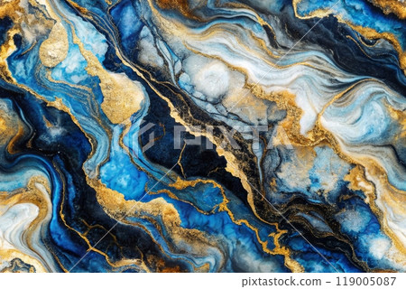 Indigo marbling with natural luxury style swirls of marble Indigo marbling with natural luxury style swirls of marble 119005087