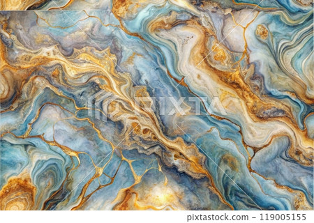Indigo marbling with natural luxury style swirls of marble 119005155