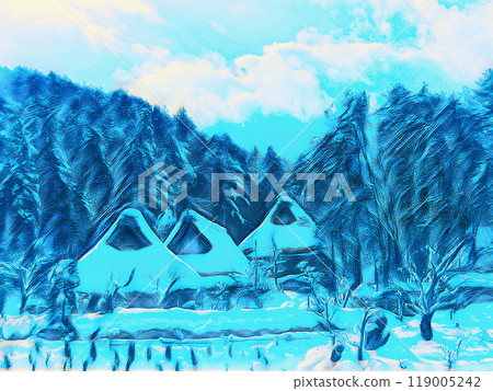 Snow-covered Gassho-style House 3 Snow-covered Gassho-style House 3 119005242