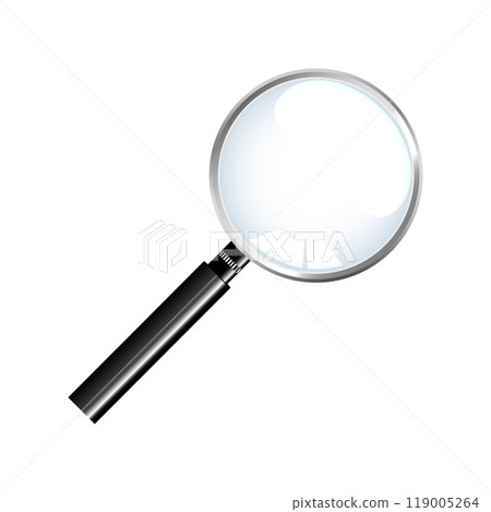 Magnifying glass loupe with gray handle on white background 119005264