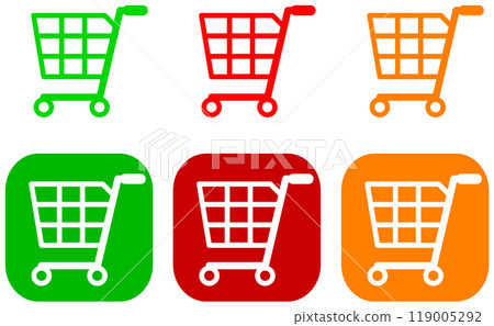 Illustration of a shopping basket for online and in-store shopping 119005292
