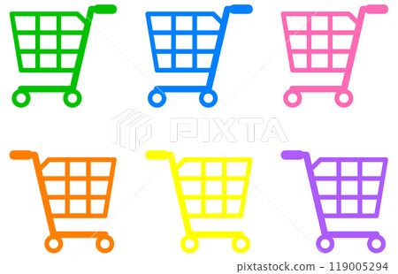 Illustration of a shopping basket for online and in-store shopping 119005294