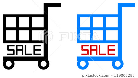 Illustration of a shopping basket for online and in-store shopping Illustration of a shopping basket for online and in-store shopping 119005295