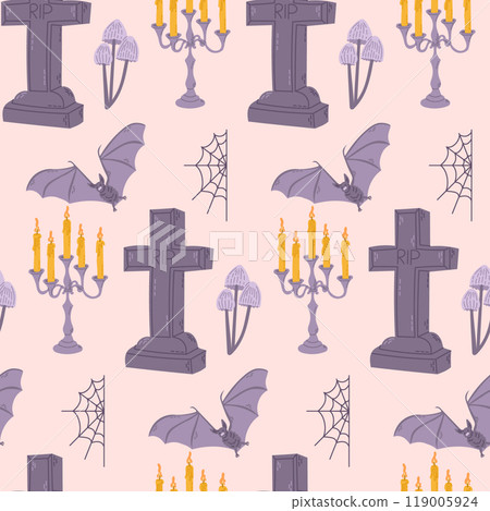 Bizarre Halloween seamless pattern with tomb 119005924