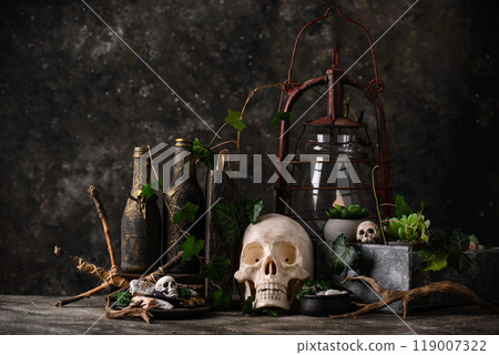 Halloween decoration with skull Halloween decoration with skull 119007322