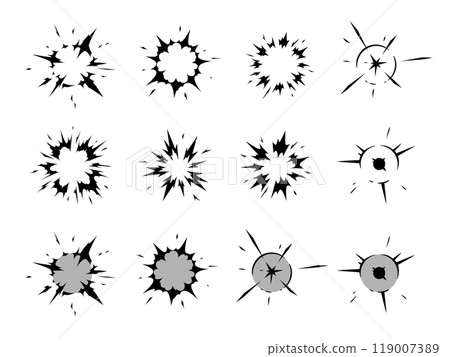 Radiating impact effect silhouette set 119007389
