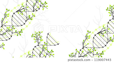 Scientific medical background with abstract image of dna molecule and tree branches. Hand drawn vector illustration. 119007443
