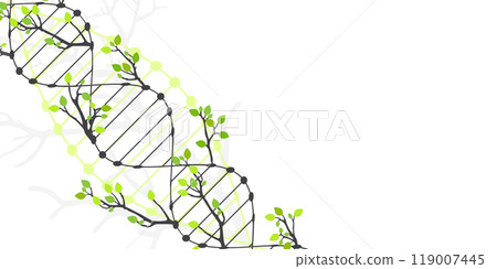 Scientific medical background with abstract image of dna molecule and tree branches. Hand drawn vector illustration. 119007445