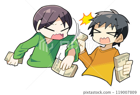 Fighting with stacks of bills 119007809