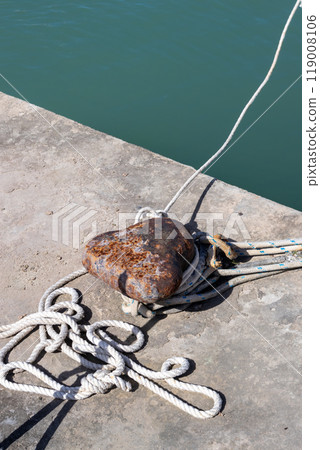 Rusted bollard and Ionic sea, Astrakeri, Corfu, Greece Rusted bollard and Ionic sea, Astrakeri, Corfu, Greece 119008106