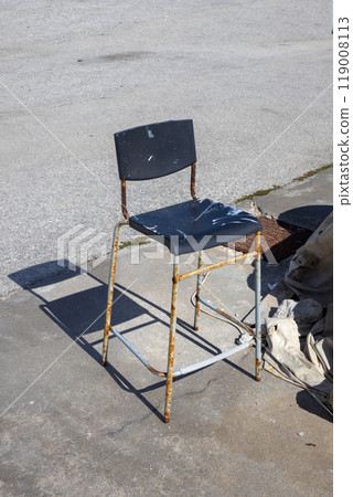 High chair with its shadow, Astrakeri, Corfu, Greece High chair with its shadow, Astrakeri, Corfu, Greece 119008113