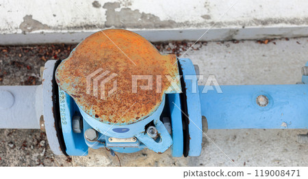 Rust of metals. Corrosion of metal. Rust and corrosion in the weld. Corrosive Rust on old iron, grunge rust texture, Rush on metal Water pipe equipment.  119008471