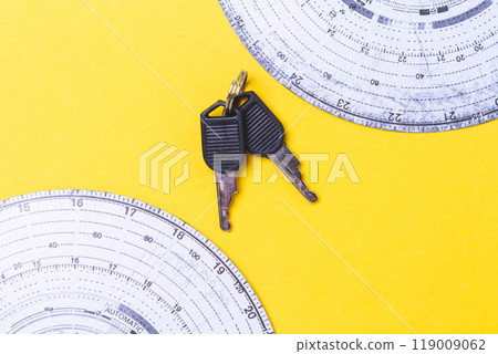 Tachograph. Opening the data of the driver's movement along the route. Tachograph. Opening the data of the driver's movement along the route. 119009062