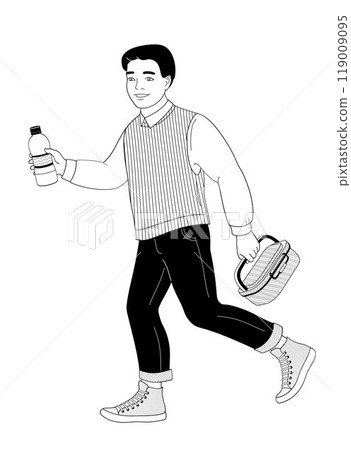 elementary school boy with lunchbox elementary school boy with lunchbox 119009095