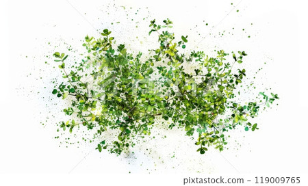 This artwork features an array of lush green plants rendered in watercolour, capturing the delicate beauty of nature with vibrant details and textures on a clean white backdrop This artwork features an array of lush green plants rendered in watercolour, capturing the delicate beauty of nature with vibrant details and textures on a clean white backdrop 119009765