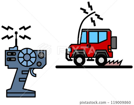 A radio-controlled four-wheel drive vehicle that can be driven remotely using a radio control A radio-controlled four-wheel drive vehicle that can be driven remotely using a radio control 119009860