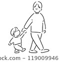 PNG父母與孩子牽手散步 119009946