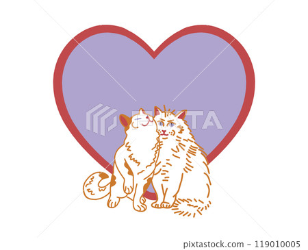 Cats and a heart composition Digital illustration Red and white cat on white background Cartoon flat illustration isolated on white background Lovely kitten Graphic element for design and website Cats and a heart composition Digital illustration Red and white cat on white background Cartoon flat illustration isolated on white background Lovely kitten Graphic element for design and website 119010005