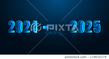 Futuristic Loading from 2024 to 2025 business web banner on dark blue background. New Year golas Futuristic Loading from 2024 to 2025 business web banner on dark blue background. New Year golas 119010174