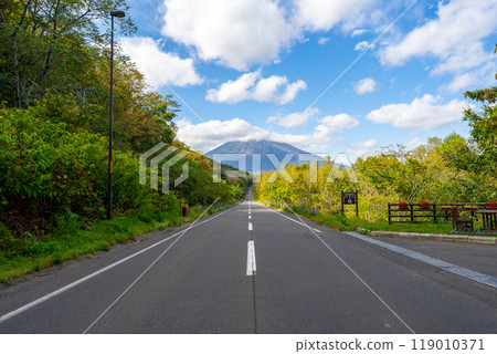 Road scenery in Hokkaido, towards Mt. Yotei 119010371