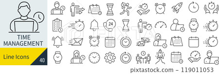 Time management icon set 119011053