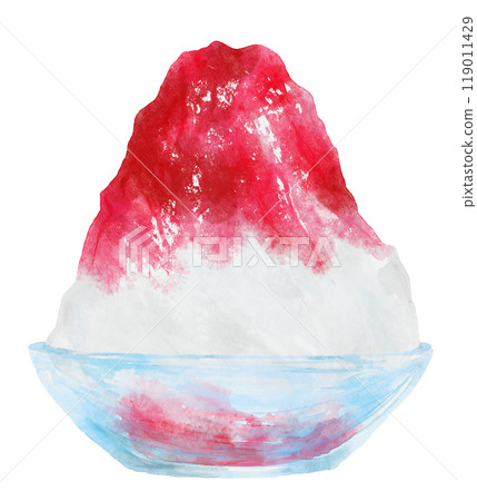 Watercolor strawberry flavored shaved ice 119011429