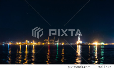 Harbor night scene 119011676