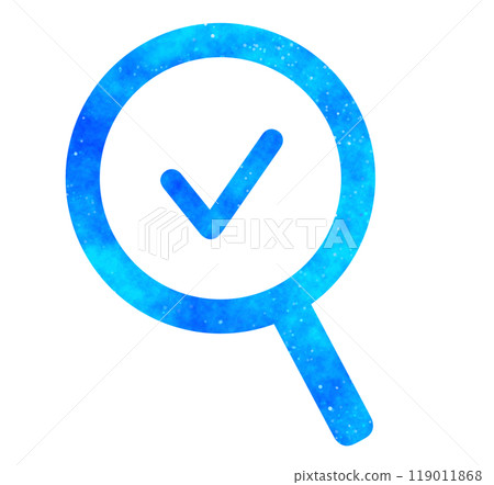 藍色星空 | 帶複選標記的放大鏡 119011868