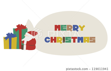 Cute profile Santa Claus and gift frame 1 119011941