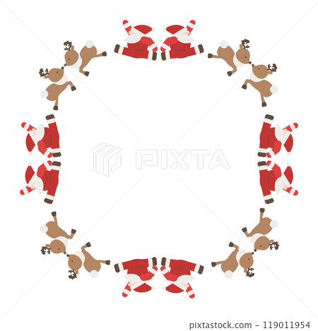 Santa and reindeer Christmas square frame Santa and reindeer Christmas square frame 119011954