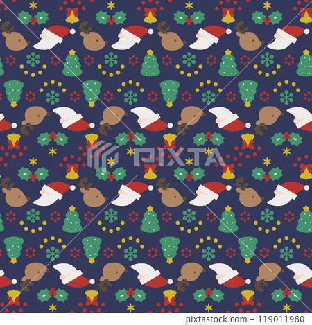 Santa and reindeer Christmas seamless pattern wallpaper (navy blue) 119011980
