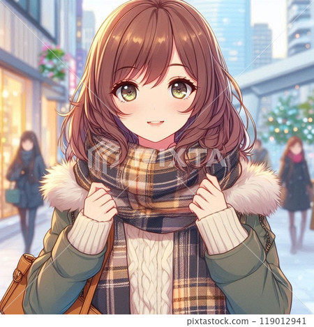 A stylish and cute girl in the winter city A stylish and cute girl in the winter city 119012941