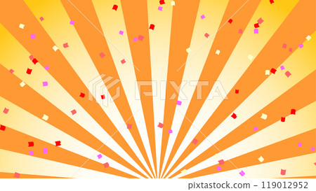 Orange radial background with colorful confetti Orange radial background with colorful confetti 119012952