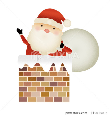Illustration of Santa Claus peeking out of the chimney Illustration of Santa Claus peeking out of the chimney 119013096