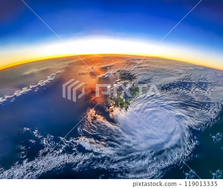 Image of a typhoon seen from high above 119013335