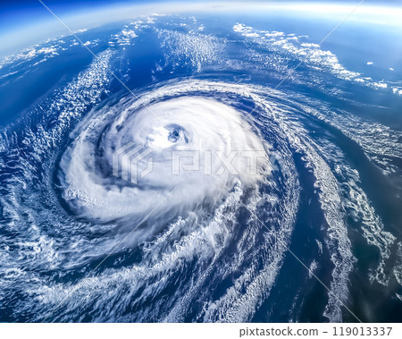 Image of a typhoon seen from high above - Stock Illustration